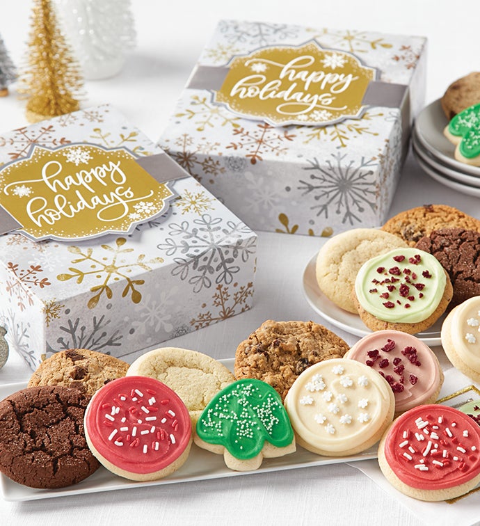 Happy Holidays Sparkling Cookie Gift Boxes