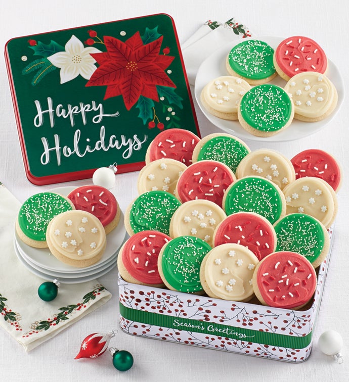 Happy Holidays Poinsettia Gift Tin