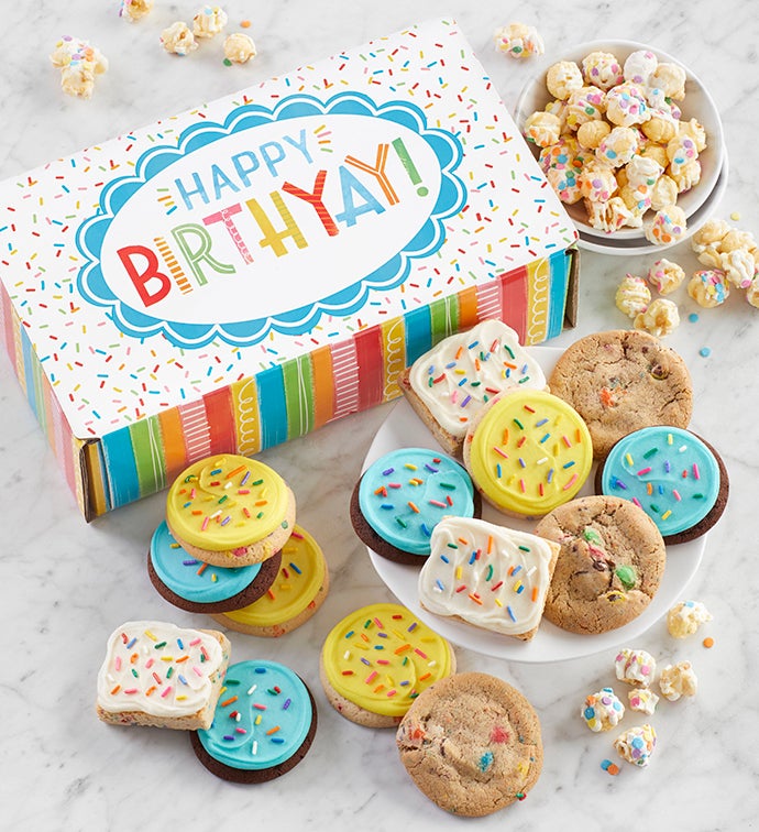 Happy Birthday Cookie & Popcorn Bow Box