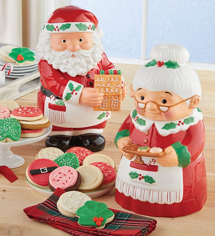 Collector's Edition Baking Santa and Mrs. Claus Cookie Jars