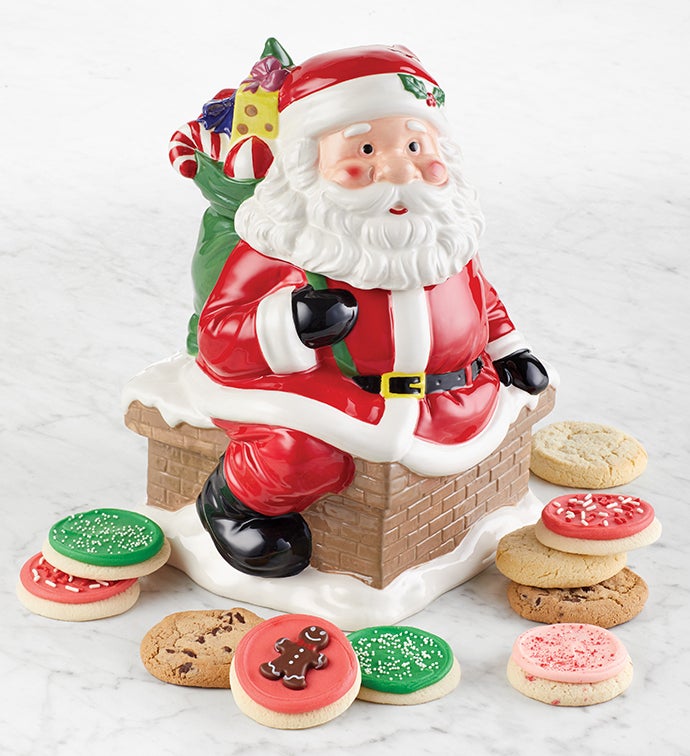 Joie De Vivre 3D Stoneware Santa Christmas Cookie Jar Air Tight Seal