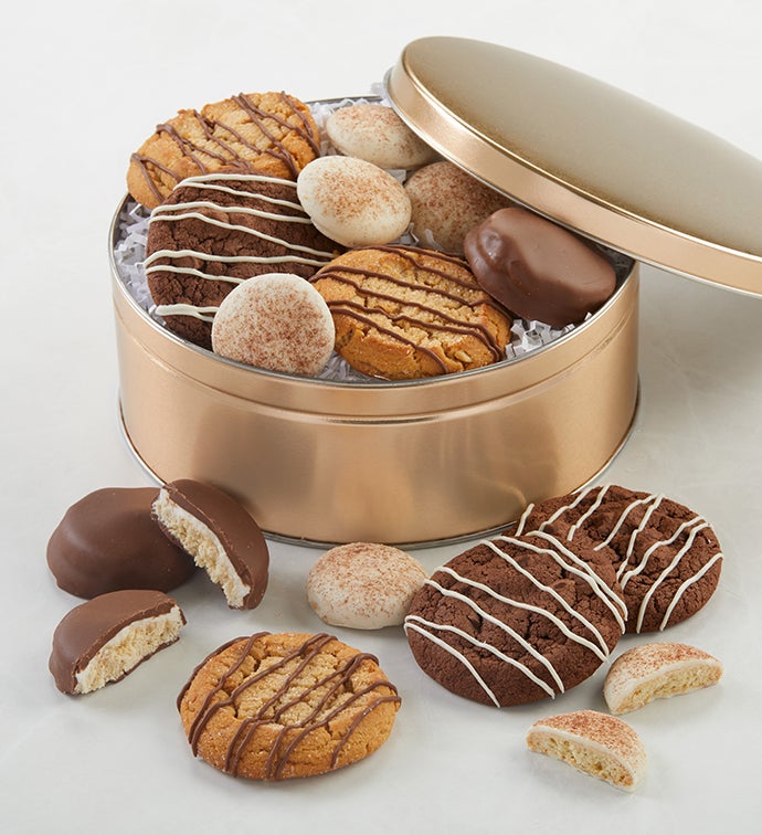 Chocolate and Confection Covered Cookie Gift Tin