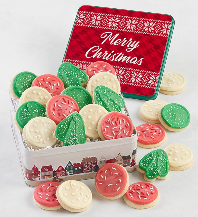 Merry Christmas Buttercream Frosted Cookie Gift Tin