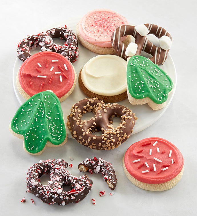 Buttercream Frosted Holiday Cookies & Gourmet Pretzels