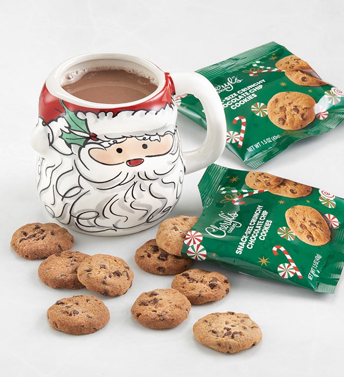 Santa Mug & Snack Size Crunchy Chocolate Chip Cookies