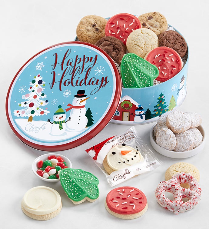 Whimsical Snowman Gift Tin   Treats Assortment