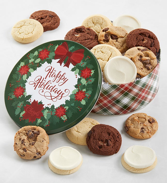 Traditional Happy Holidays Gift Tin   Vegan Assortment