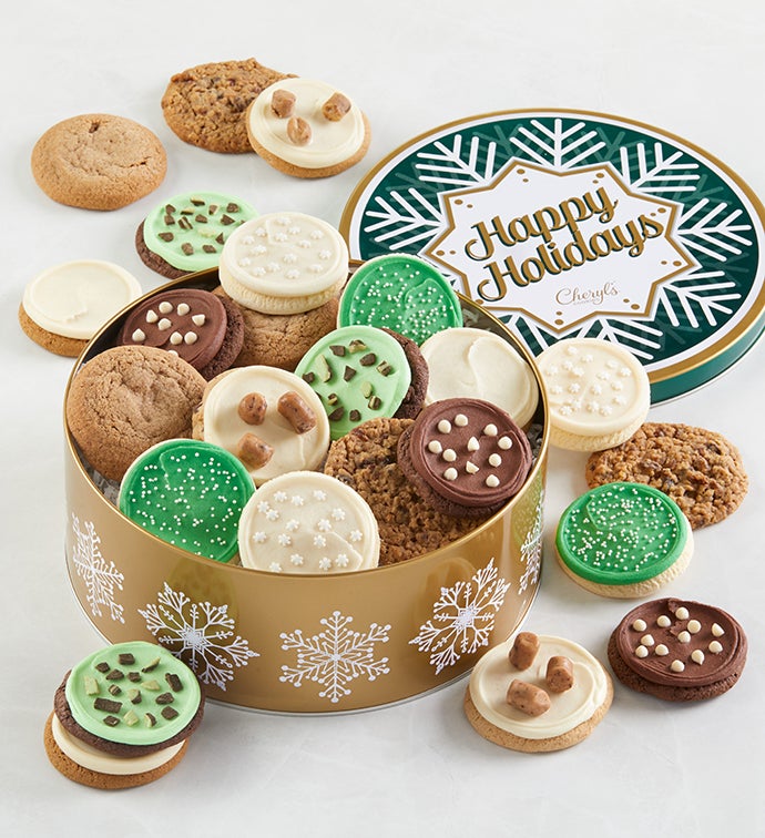 Grand Happy Holidays Gift Tin   Assorted Cookies