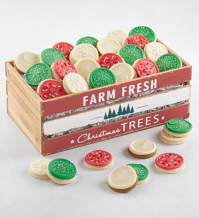 Christmas Wooden Gift Crate   30 Frosted Sugar Cookies