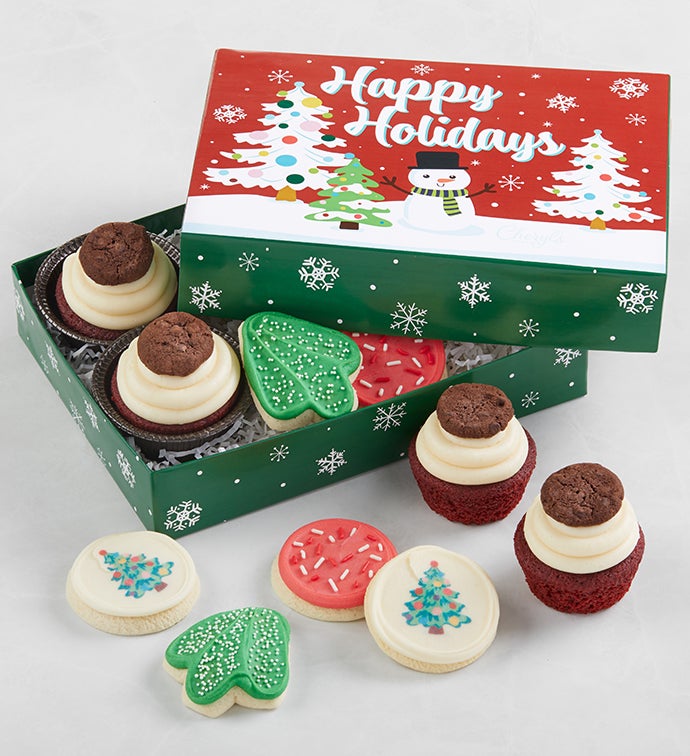 Buttercream-Frosted Assorted Holiday Cupcakes & Cookies