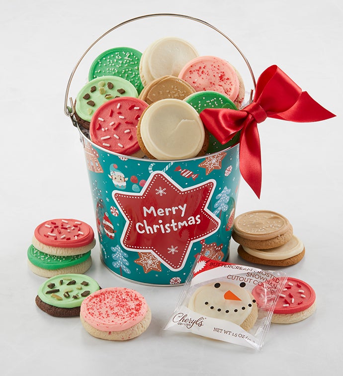 Whimsical Merry Christmas Cookie Pail