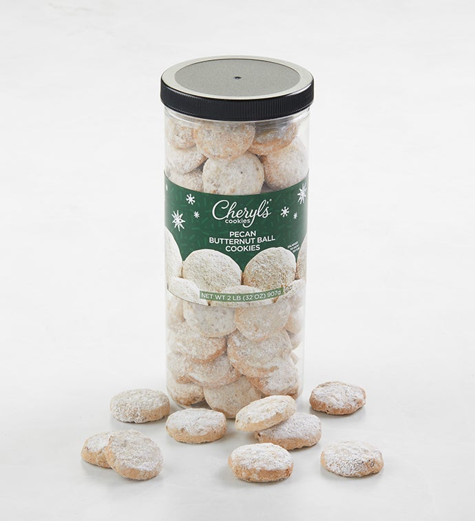 Pecan Butternut Balls Holiday Cookie Canister