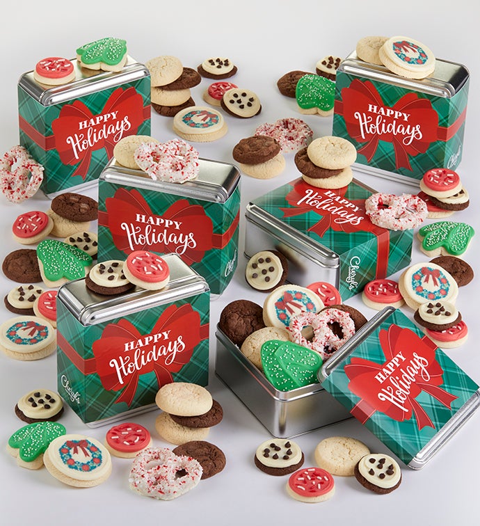 Holiday Bow Mini Treats Gift Tin - Set Of 6