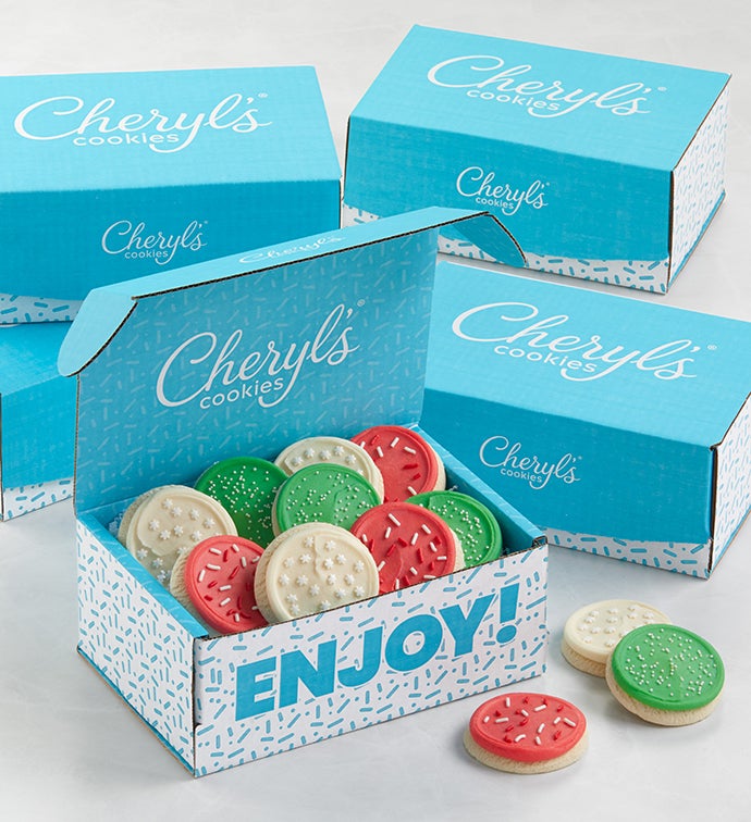 Buttercream-Frosted Holiday Sugar Cookie Boxes - Set of 5
