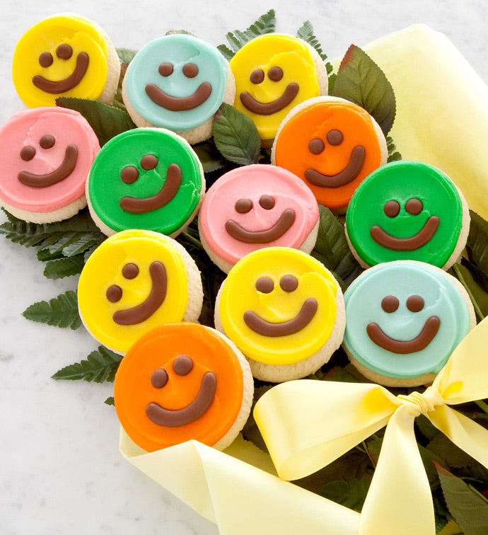 Happy Face Long Stemmed Cookie Flowers