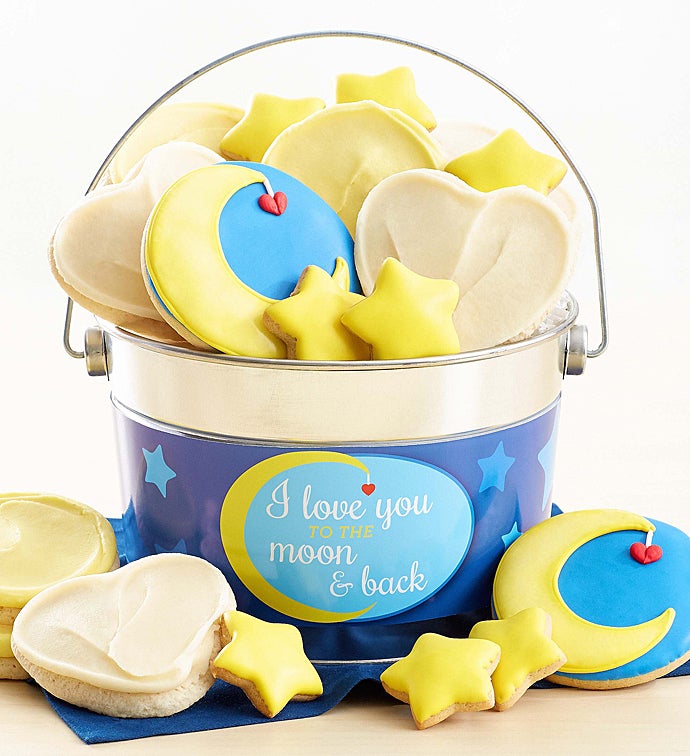 Love You to the Moon Buttercream Frosted and Crunchy Cookie Pail