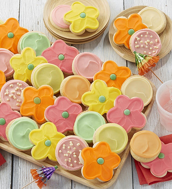 Buttercream Frosted Fruit and Flower Cookies