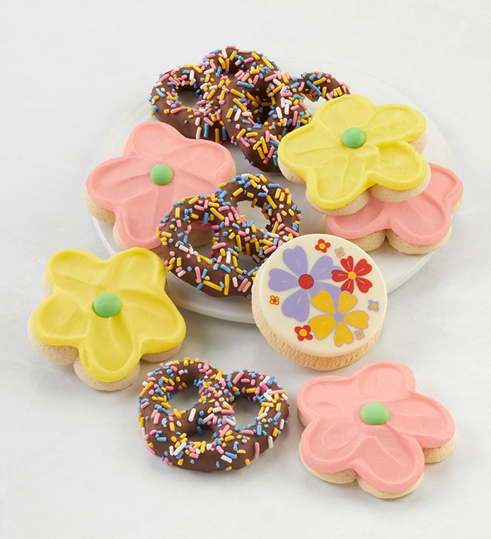 Buttercream Frosted Spring Cookies & Pretzels