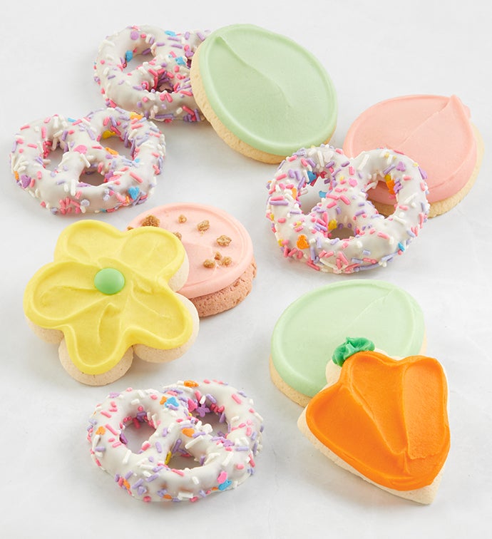 Buttercream Frosted Easter Cookies & Pretzels