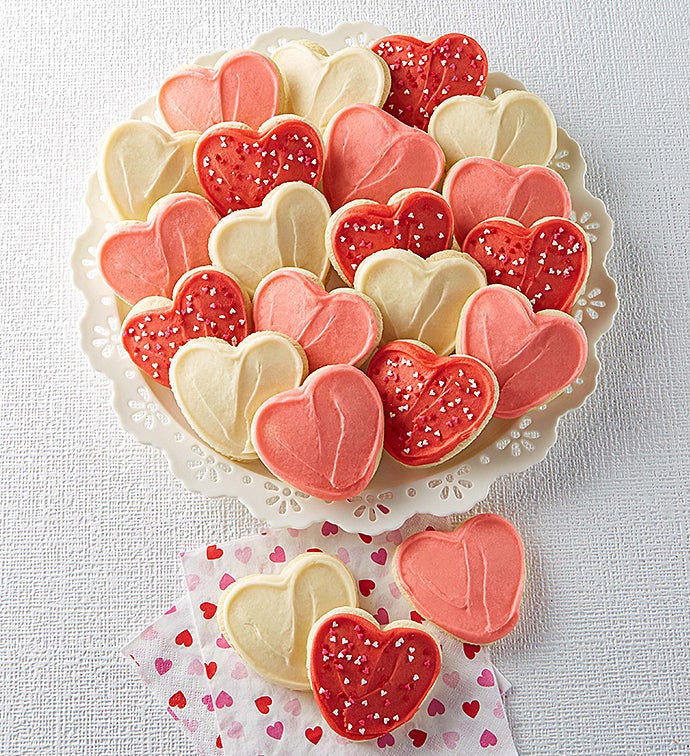 Buttercream Frosted Classic Valentines Day Cut out Cookies