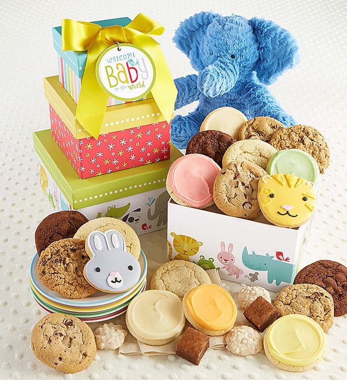 Welcome Baby Boy Gift Tower with Elephant 
