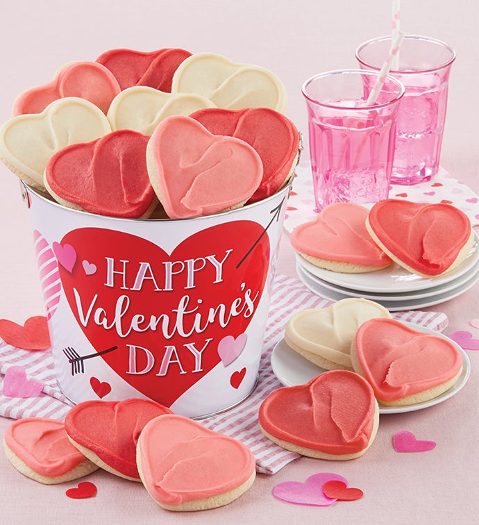 Happy Valentines Day Buttercream Frosted Cookie Pail