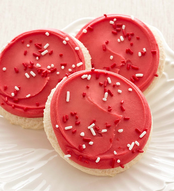 36 Buttercream Frosted Valentine Sprinkle Cut out Cookies