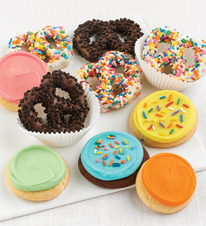 Buttercream Frosted Birthday Cookies and Pretzels