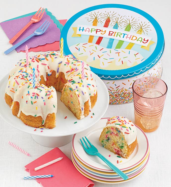 BIRTHDAY GIFT TIN WITH CONFETTI BIRTHDAY CAKE