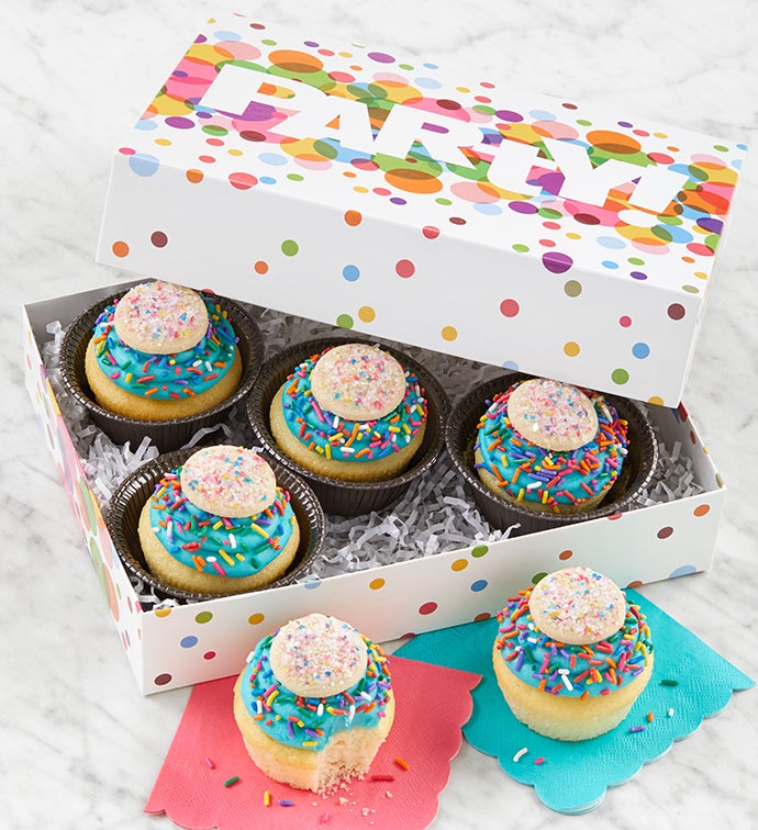Buttercream-Frosted Celebration Sprinkles Cupcakes - 6 cupcakes