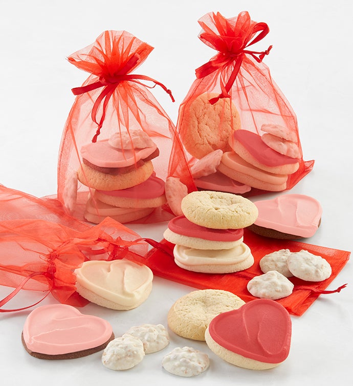 Valentine Cookies & Chocolates Gift Bags   Set of 4