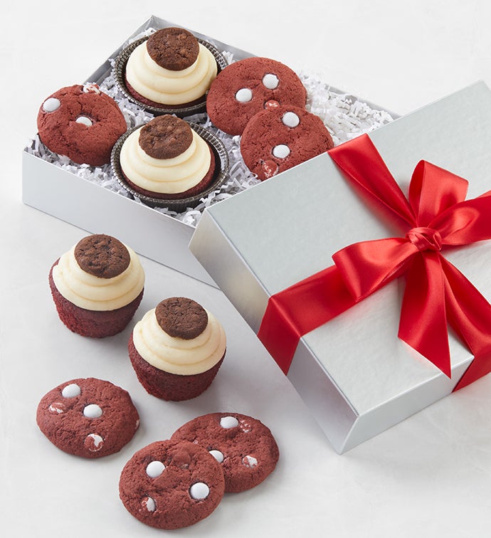 Buttercream Frosted Red Velvet Cupcakes & Cookies Box