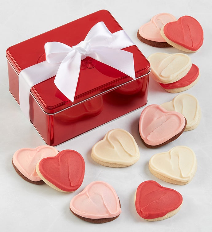 Buttercream-Frosted Heart-Shaped Sugar Cookies Gift Tin
