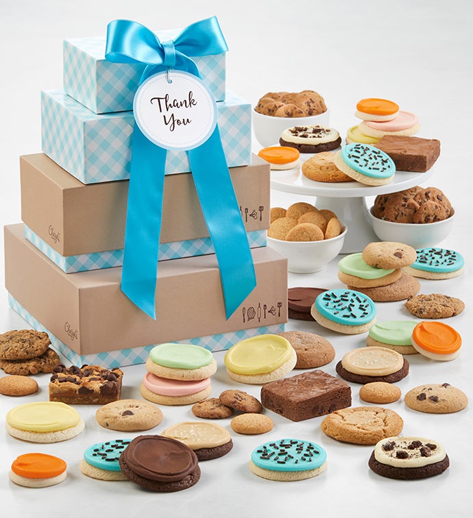 Classic Bakery Gift Tower With Message Tag   Thank You